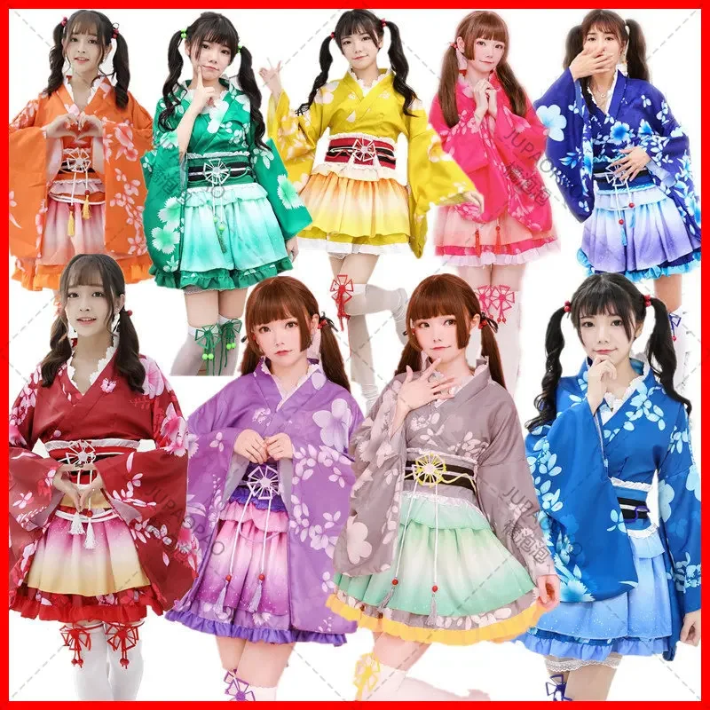 Disfraz de Anime Love live para niñas, conjunto completo de Kimono Yukata, Nishikino Maki, Lolita, fiesta de Halloween, Verano