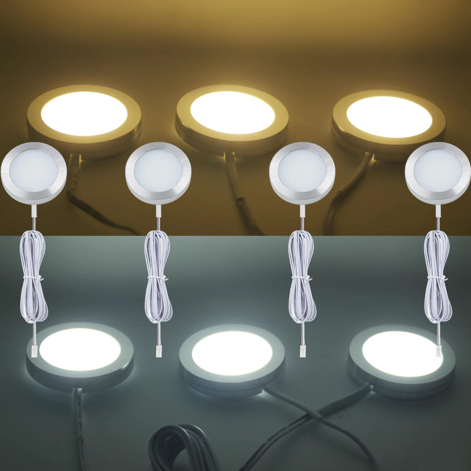 DC12V светодиодный светильник под шкафом 3000K 4000K 6000K для поверхностного монтажа, круглый потолочный ночник для гардероба, шкафа, спальни, кухни