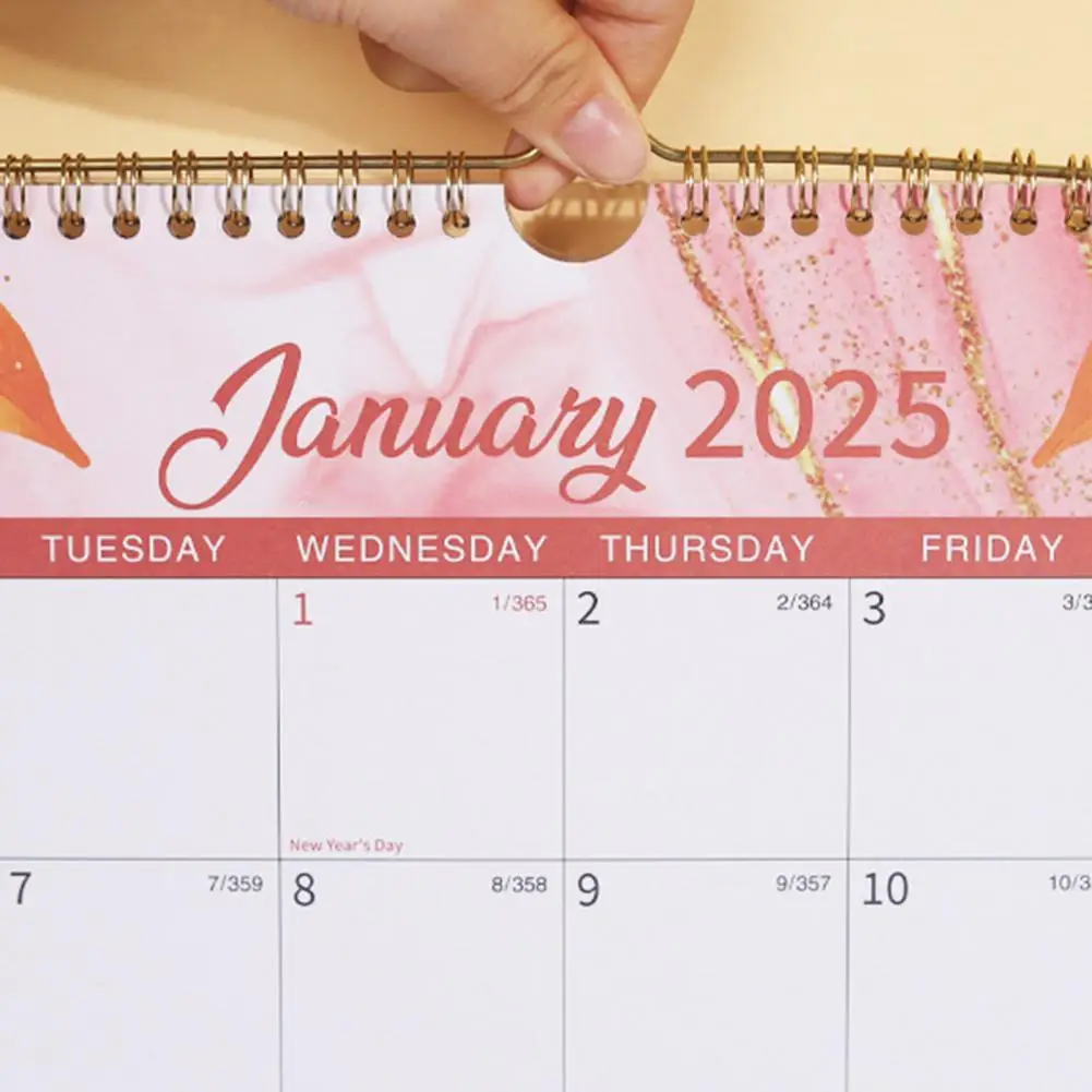 Beautiful Flower Design Calendar 2025 Floral Hanging Wall Calendar with Schedule Planner Blocks To-do List for Home Office