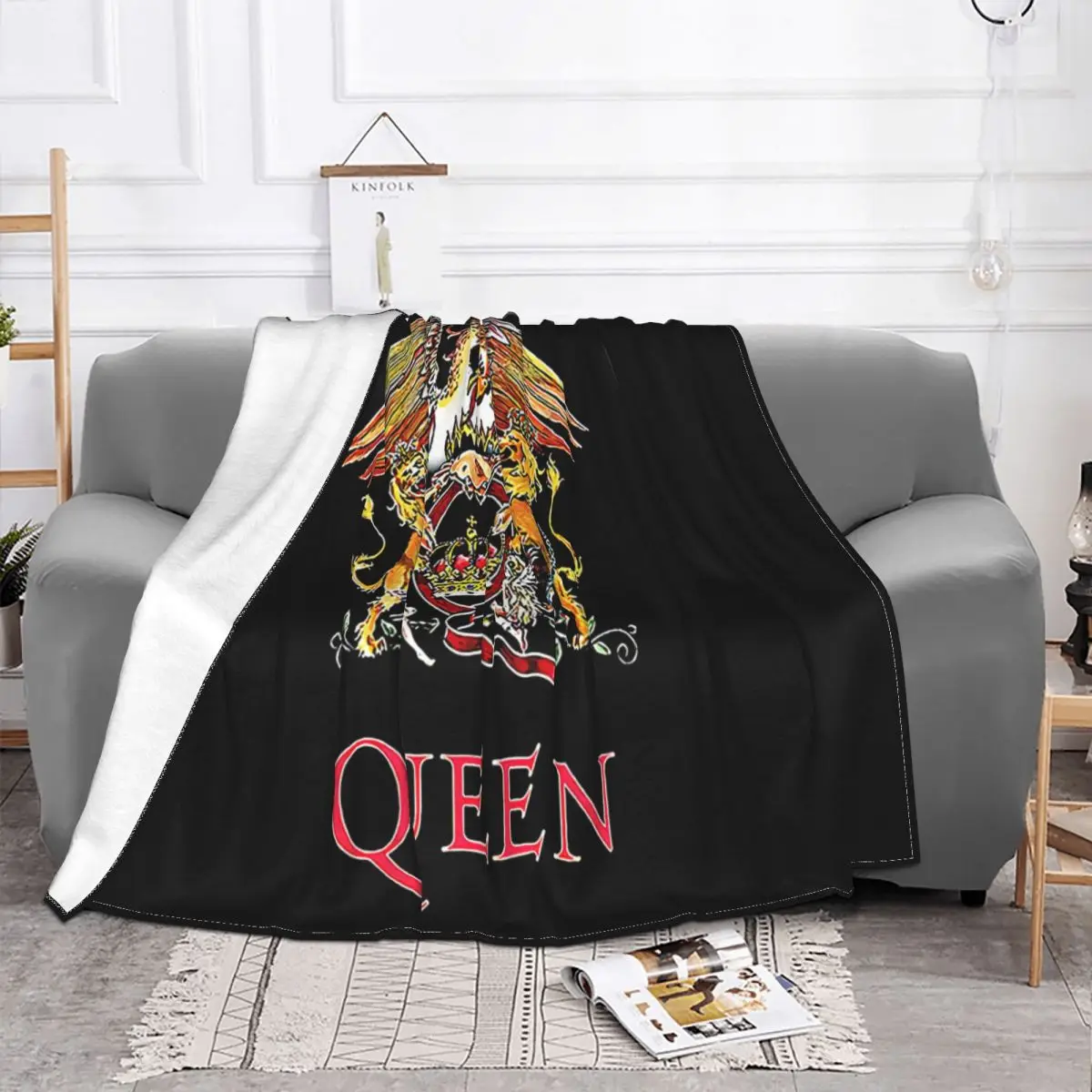 Sale Queen Classic Crest Rock Band Freddie Mercury Brian May Discount 100 Cotton Breathable Fitness Movie Throw Blanket