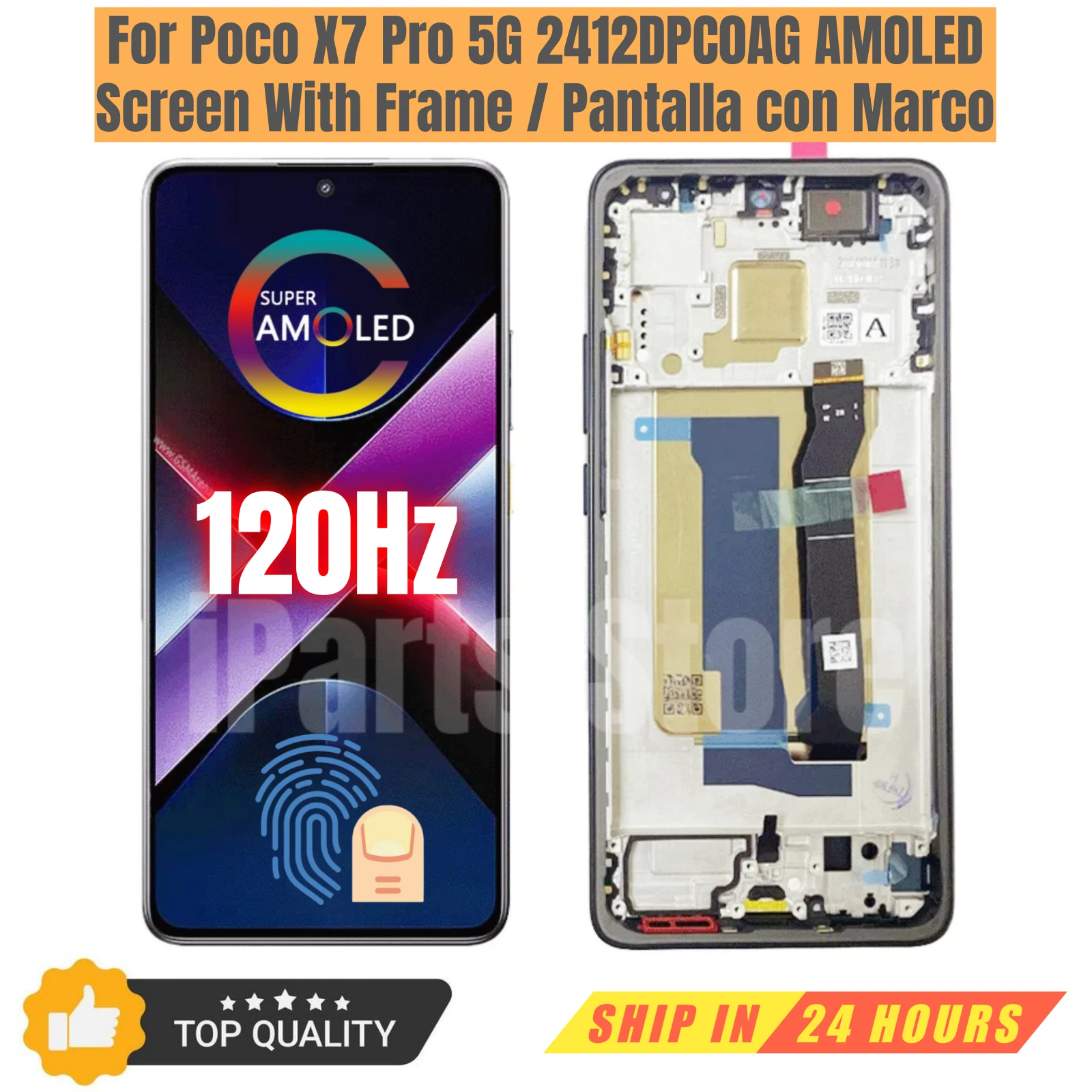 

Замена iParts, новый дисплей для Xiaomi Poco X7 Pro 5G 2412DPC0AG, 120 Гц, AMOLED сенсорный экран с рамкой в сборе, OEM