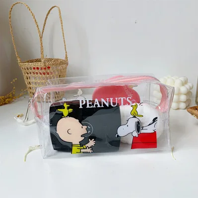 Snoopy Anime Cartoon Waterproof Toiletry Organizer Cute Print Travel Cosmetic Bag Transparent Makeup Bags for Women Girls Clear