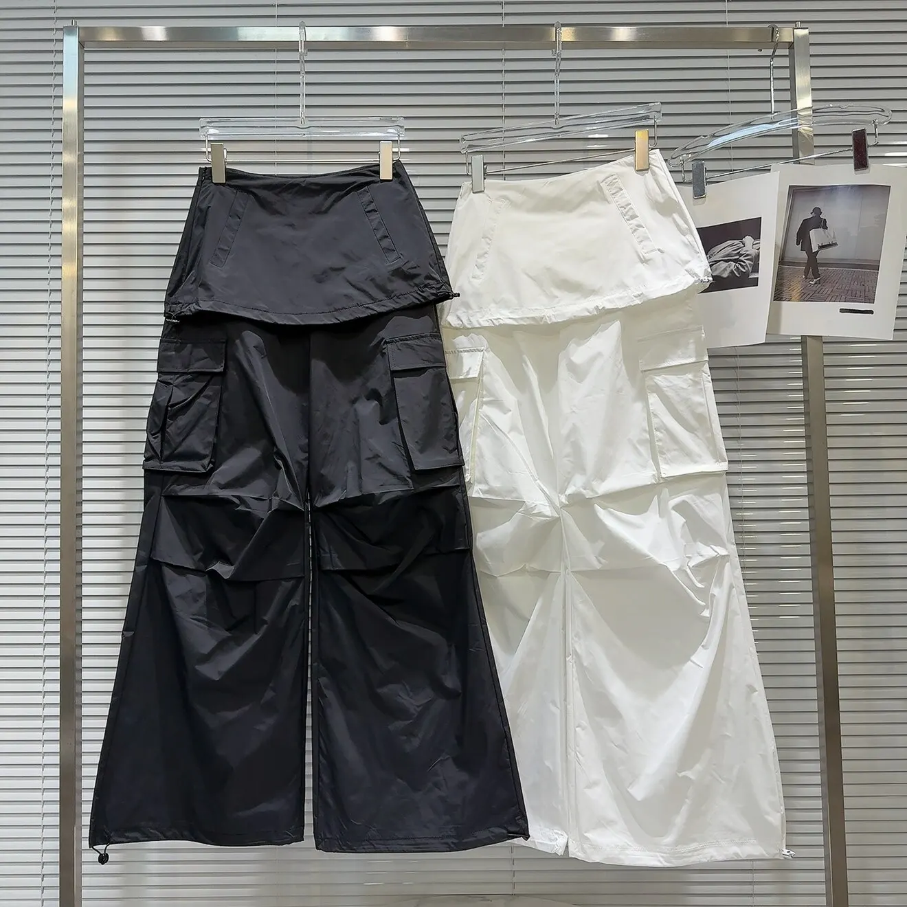 Spring Autumn Fashion Side Pocket Overalls Pants Female High Waist Loose Zipper Long Wide-leg Pants for Women