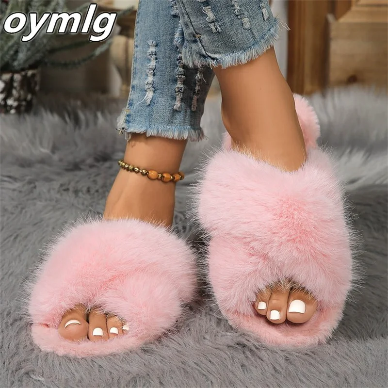 2024 nuove pantofole di peluche oversize per l\'autunno e l\'inverno, le nuove donne indossano pantofole di cotone caldo con suola spessa per