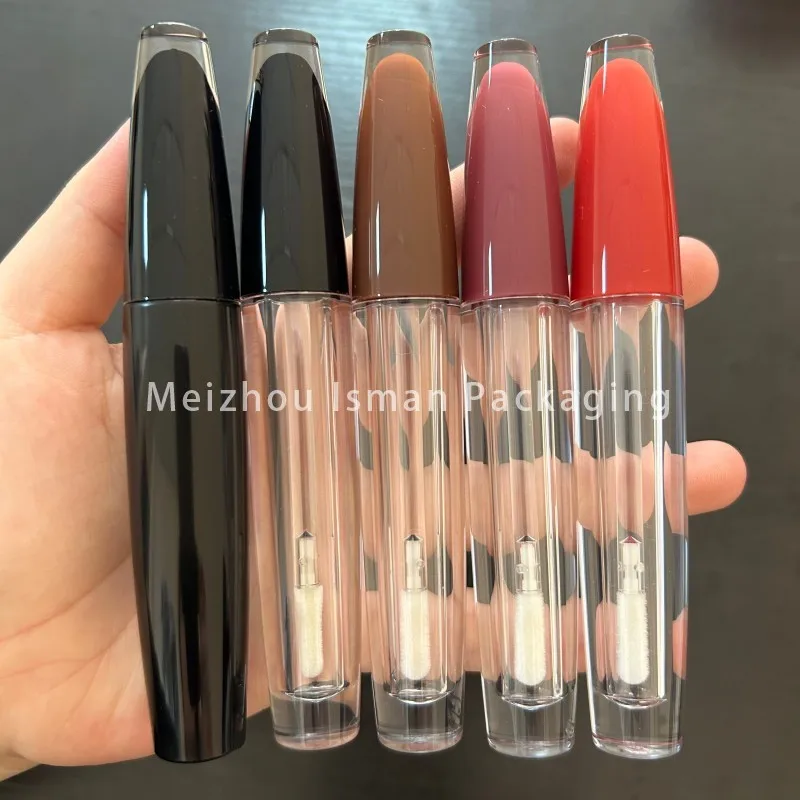 50 szt. Unikalne pojemniki na błyszczyk w kształcie stożka PET, przezroczyste, kryształowe, czarne aplikatory, puste butelki na tusz do rzęs, tubki na błyszczyk 4 ml 16 ml