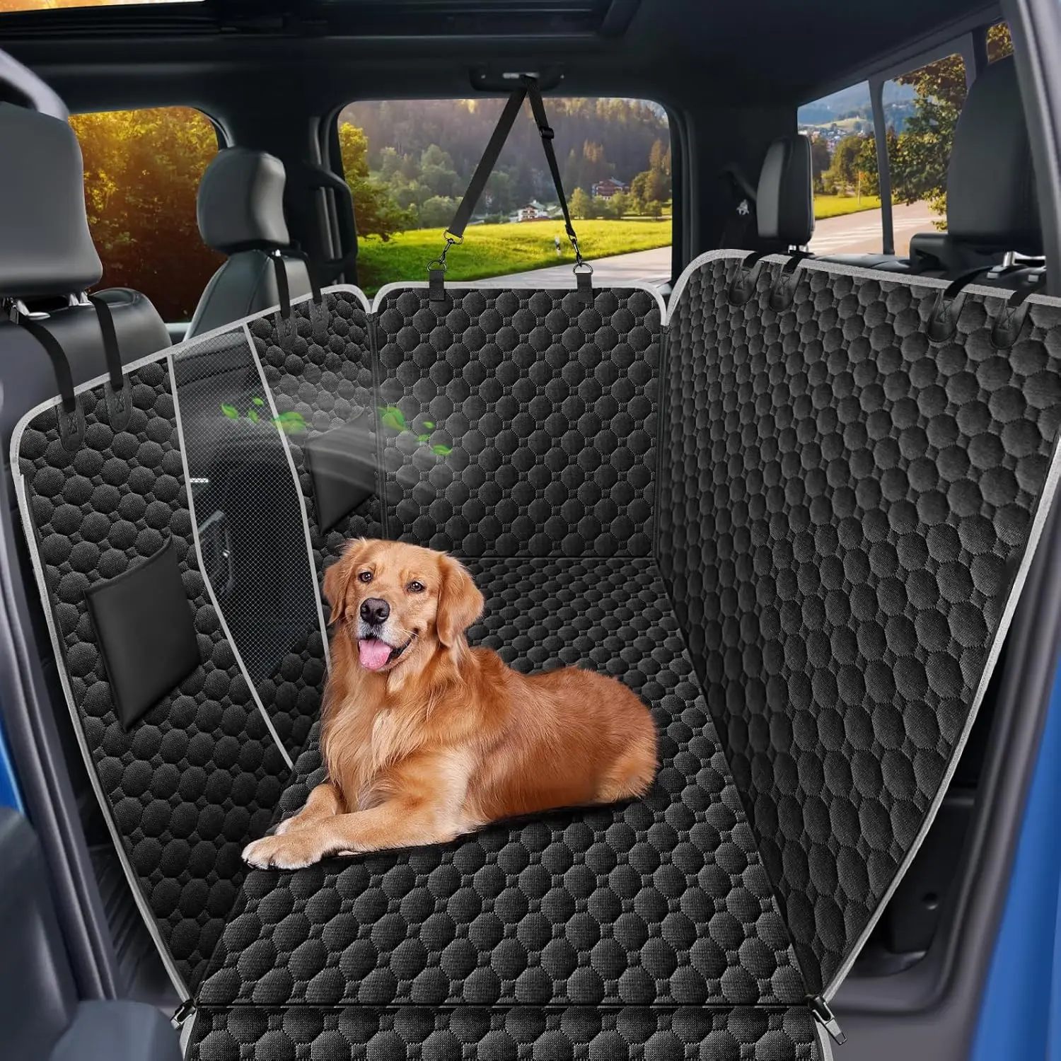 

Waterproof Dog Hammock for Truck Back Seat with Mesh Window, Fits F150 Silverado RAM SUVs
