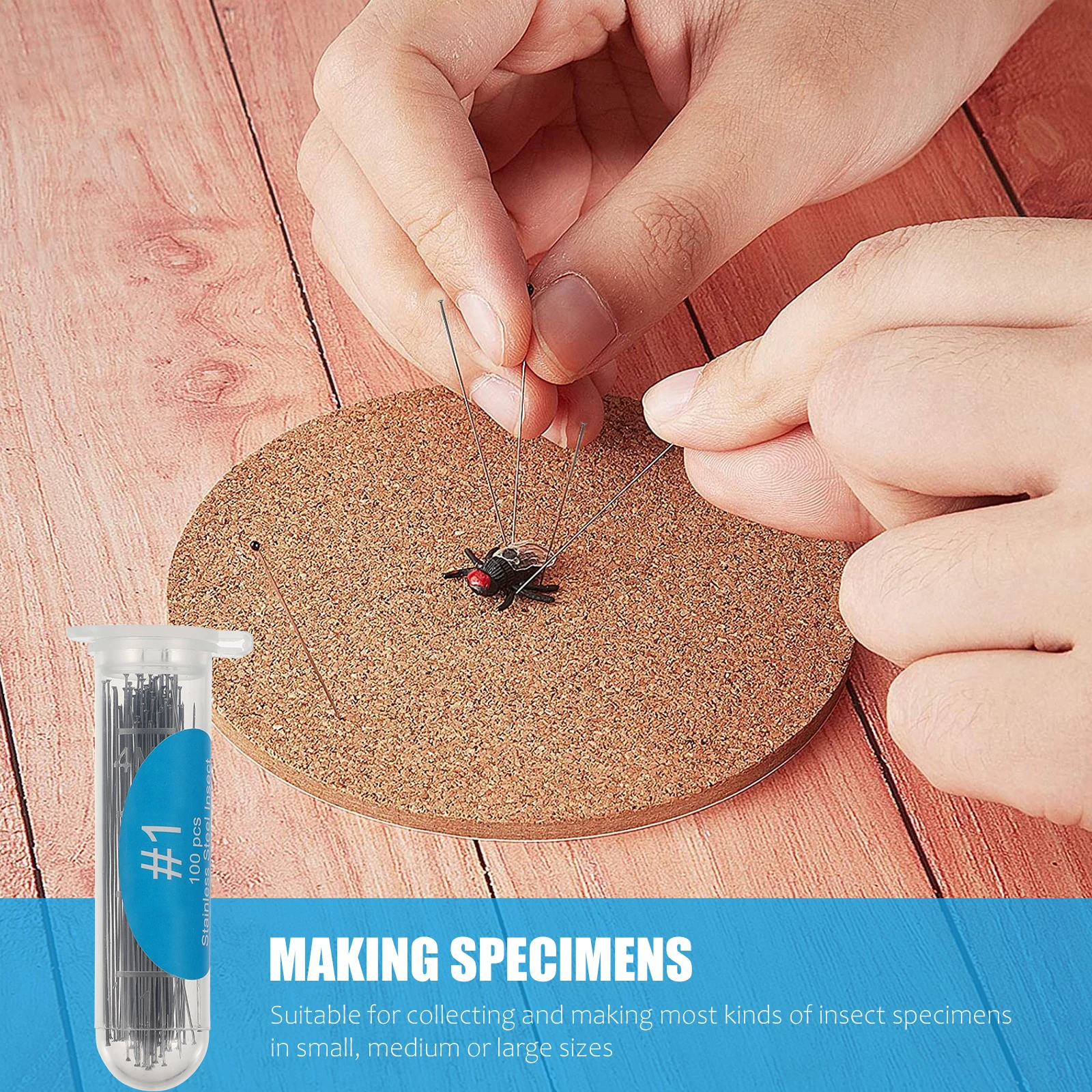 

100pcs Integrated Insect Needle Specimen Pin 40mm Stainless Steel Entomology Collection Tool Part Long Term Use Display