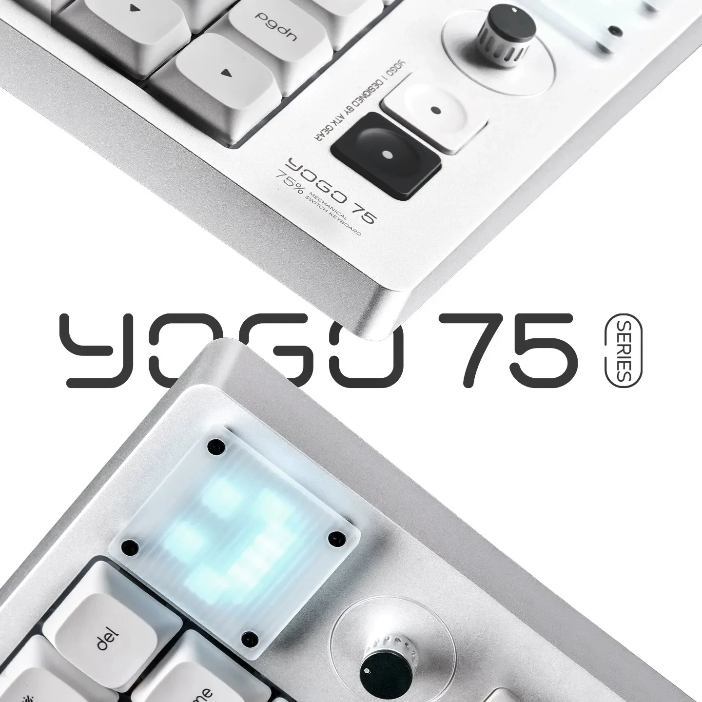 ATK YOGO 75 Pro Low‑Profile Mechanical Keyboard 75% Triple‑Mode Wireless with Pixel‑Display Rotary Knob Pink Islet Mini Switch