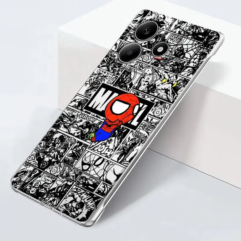 phone case for Redmi note 14 pro plus cases 13 5g 12Pro 13pro 10 12 borderless cooling clear funda Marvel Cartoons Spider-man