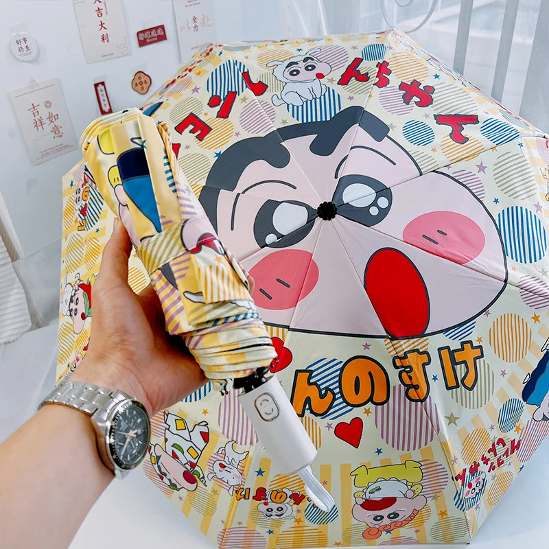 Neue Buntstift Shin Chan Anime Figuren Regenschirm automatische sonnige Regenschirm Animation periphere Cartoon kreative Kinder Geschenk Spielzeug