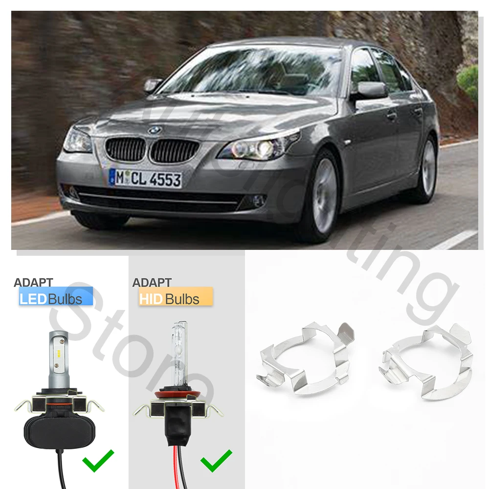 

2 шт. H7 светодиодный держатель лампы для фар HID, адаптер для цоколя для BMW 5 7 серии E60 E61 E65 E66 E85 E86 VW Passat B5.5