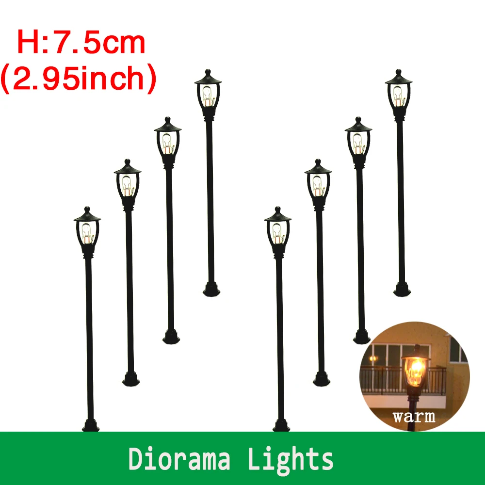 

10PCS Railway Train Layout Miniature Lamp Model Plastic Light DIY Model Making Singal Lamppost for Diorama