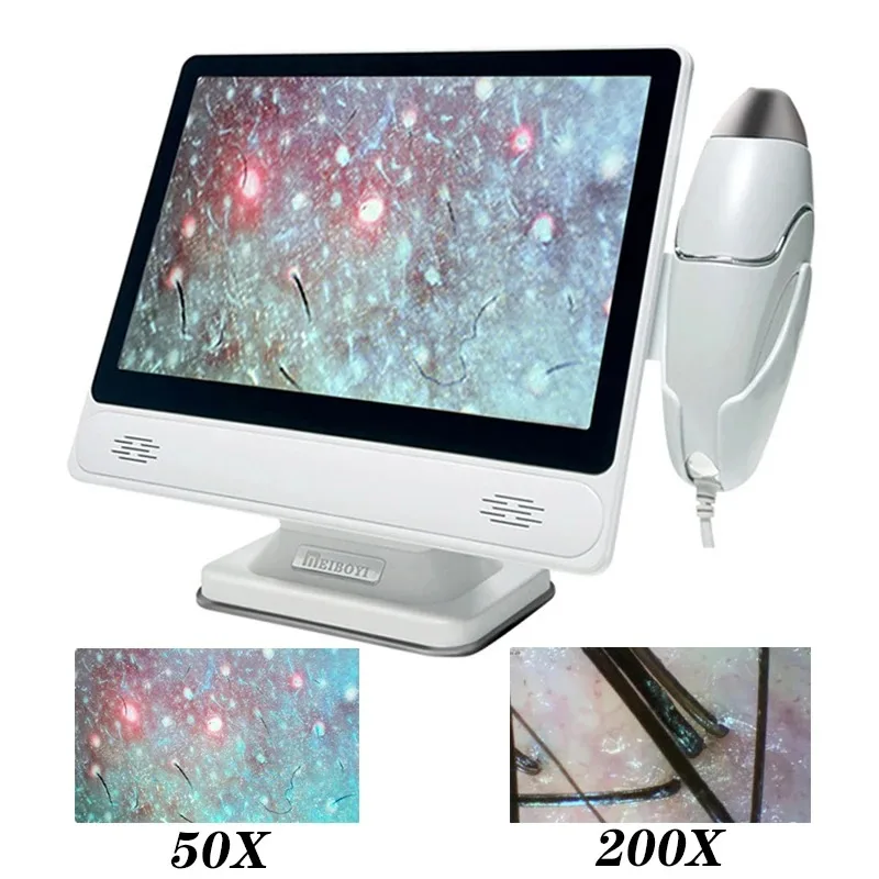 HD Digital Skin Analyzer Professional Hair Scalp Camera Detector Hair Follicle Oil Moisture Test Device 10 Inch Skin Tester