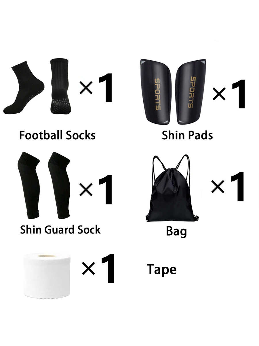 

5 Piece Socks Basketball Fitness Socks Thickened Towel Bottom Sports Tape Leggguards Drawstring Ball Bag Elastic Calf Socks