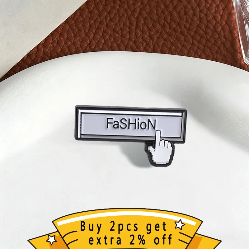 Retro Pixel Click Button Enamel Pin, Computer Cursor Badge with 