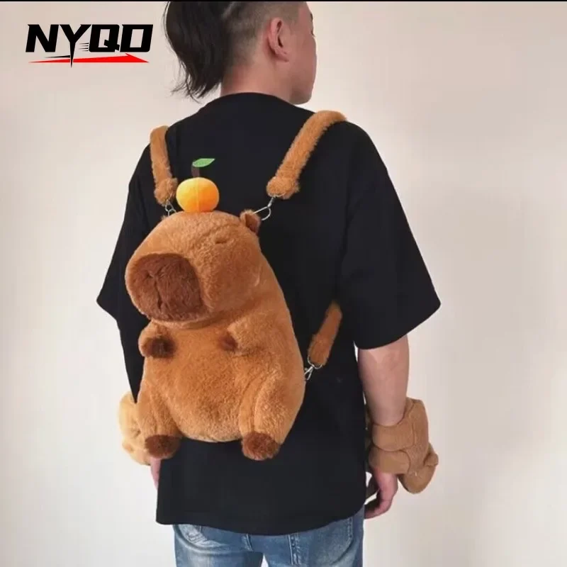 Children Shoulder Bag Capybara Plush Backpack Female Kawaii Fashion Plushie Doll Fur Mini Knapsack Bags Gifts For Girlfriend