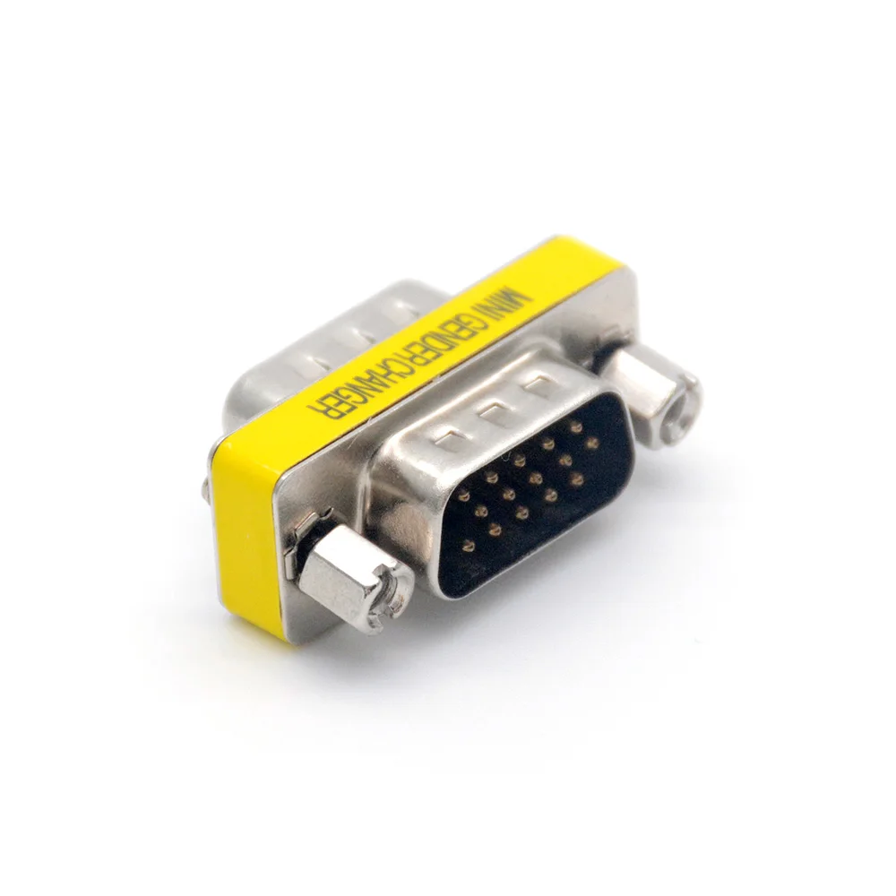 15 Pin VGA SVGA Gender Changer Adaptor Connector Male to Male Coupler Converter Monitor M/M DB15 Connector