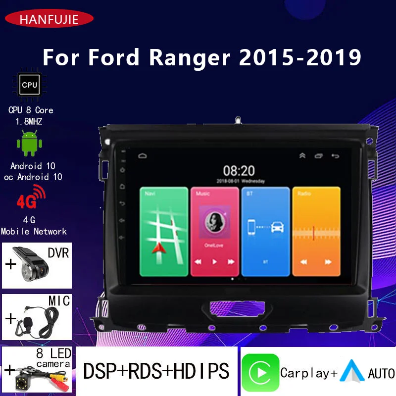 

2 DIN 4G+64G android 10 Car radio Multimedia Player Carplay Auto GPS navigation NO DVD For Ford Ranger 2015 2016 2017 2018 2019