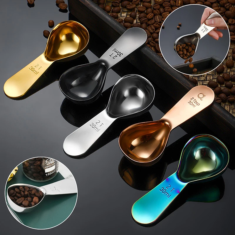 

Stainless Steel Coffee Bean Measuring Spoon Powder Scoop with Graduated Scale 30ml 15ml Baking Tools