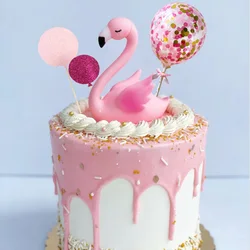 Pink Flamingo Cake Toppers Girls Flamingo Themed Birthday Pary Cake Decoration Hawaiian Summer Wedding Party Decoration Supplies