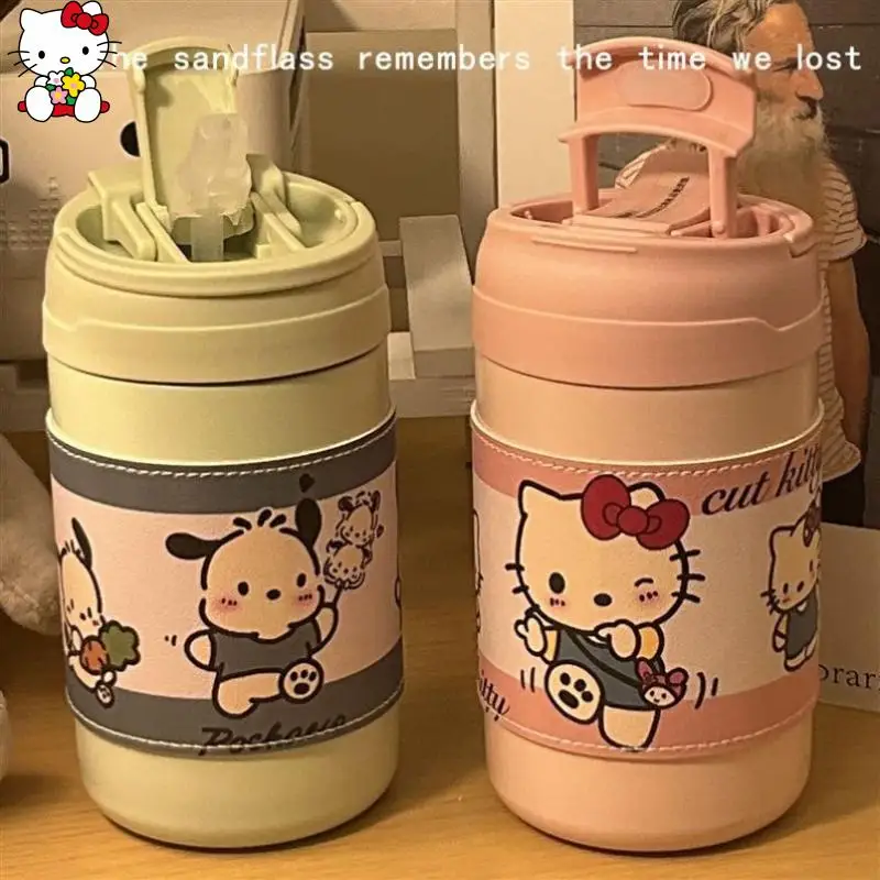 

Красивая детская чашка для воды Sanrio Hello Kitty Kuromi, чашка для воды с соломинкой, удобный материал 304, красивый