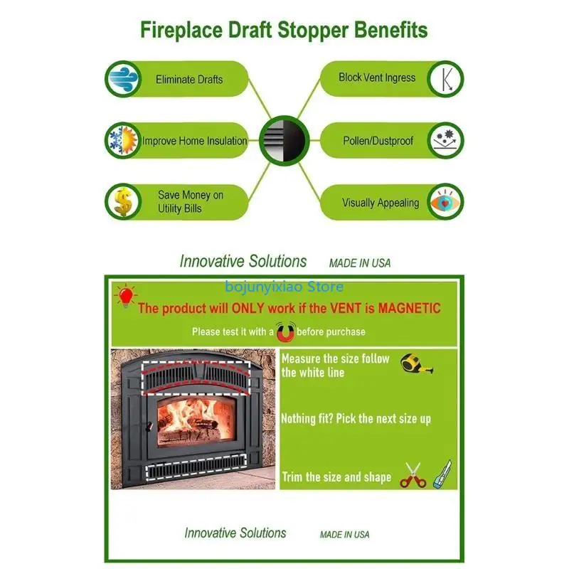 

900B 2pcs Fireplaces Draft Stopper Indoor Chimney Insulation Screen Guard