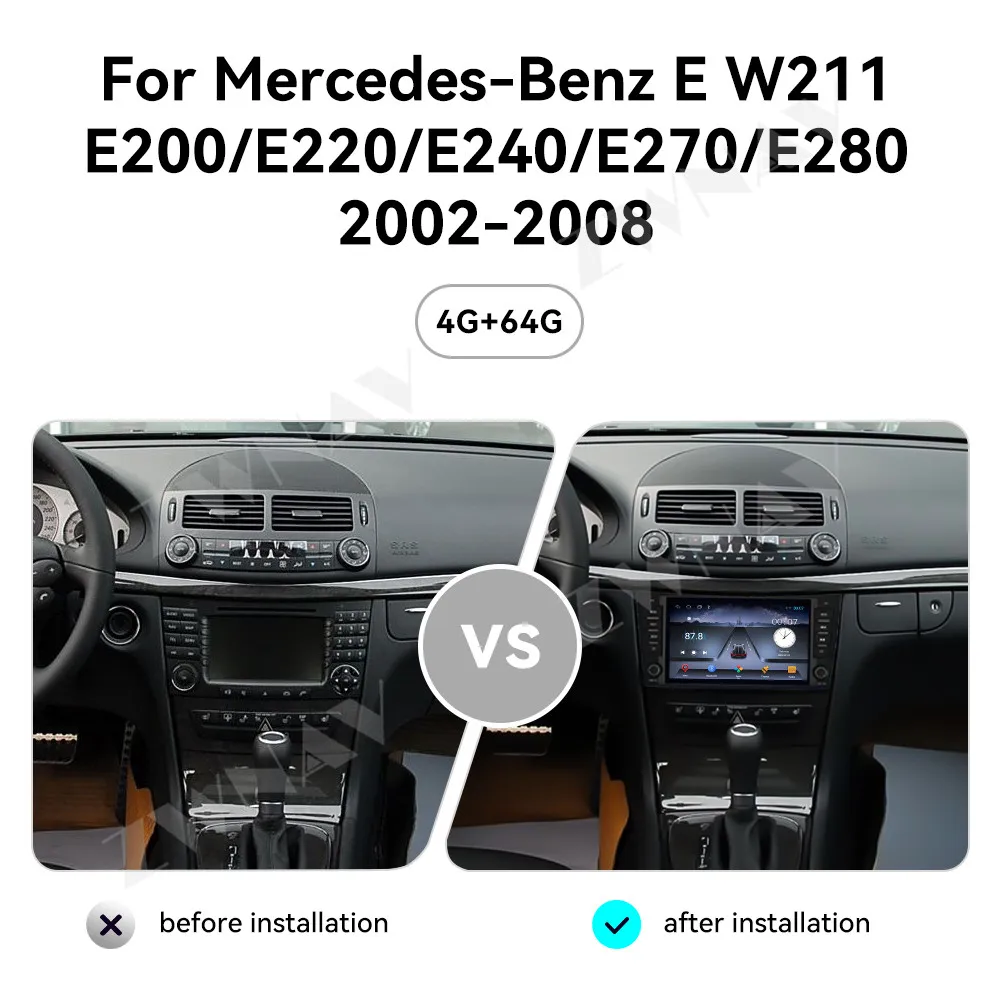 2 Din Android 13 Car Radio for Benz E-W211/E200 2002-2008 Car Stereo Automotive Multimedia Video Player GPS Navigation Carplay