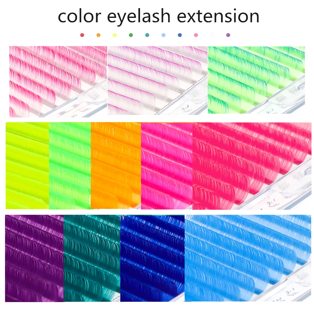 

Mix Color Eyelash Extension Gradient Red Green Blue Purple Color Mink Ombre Faux Individual Rainbow Colored 8-15mixed Lashes