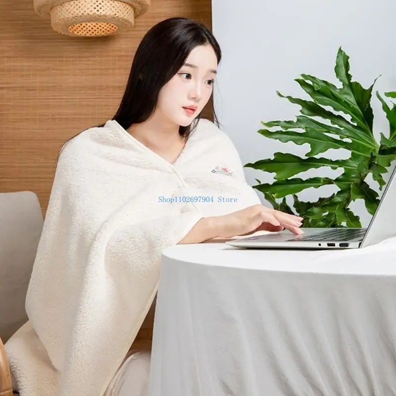

N7YF Popular Wearable Blanket Shawl for Home Office Use School and Travel Sleep Blanket Coral Fleece Shawl Wrap for Daily Use