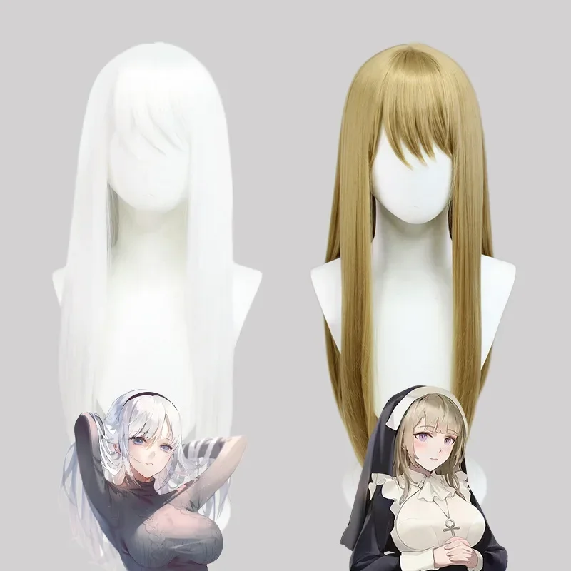 Anime Sexy Nuns Original Design Cosplay Wig Halloween Pretty chowbie nun wig white high-temperature fiber  for Women