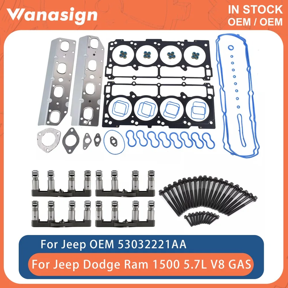 

Engine Full Head Gasket Set Bolts Set Lifters MDS Fit 5.7 L For Dodge Jeep Grand Cherokee Chrysler Ram 5.7L V8 GAS ES72200