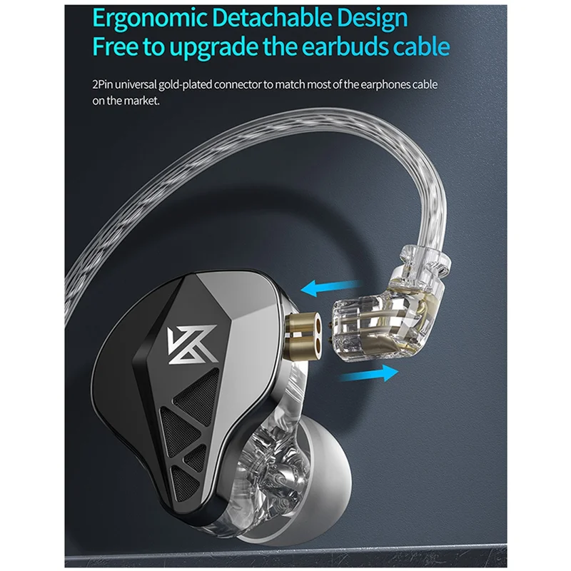 A57G-KZ EDXS Metal Wired Gaming Headphones In-Ear Music Sports Noise Canceling Headphones (With Microphone Version)
