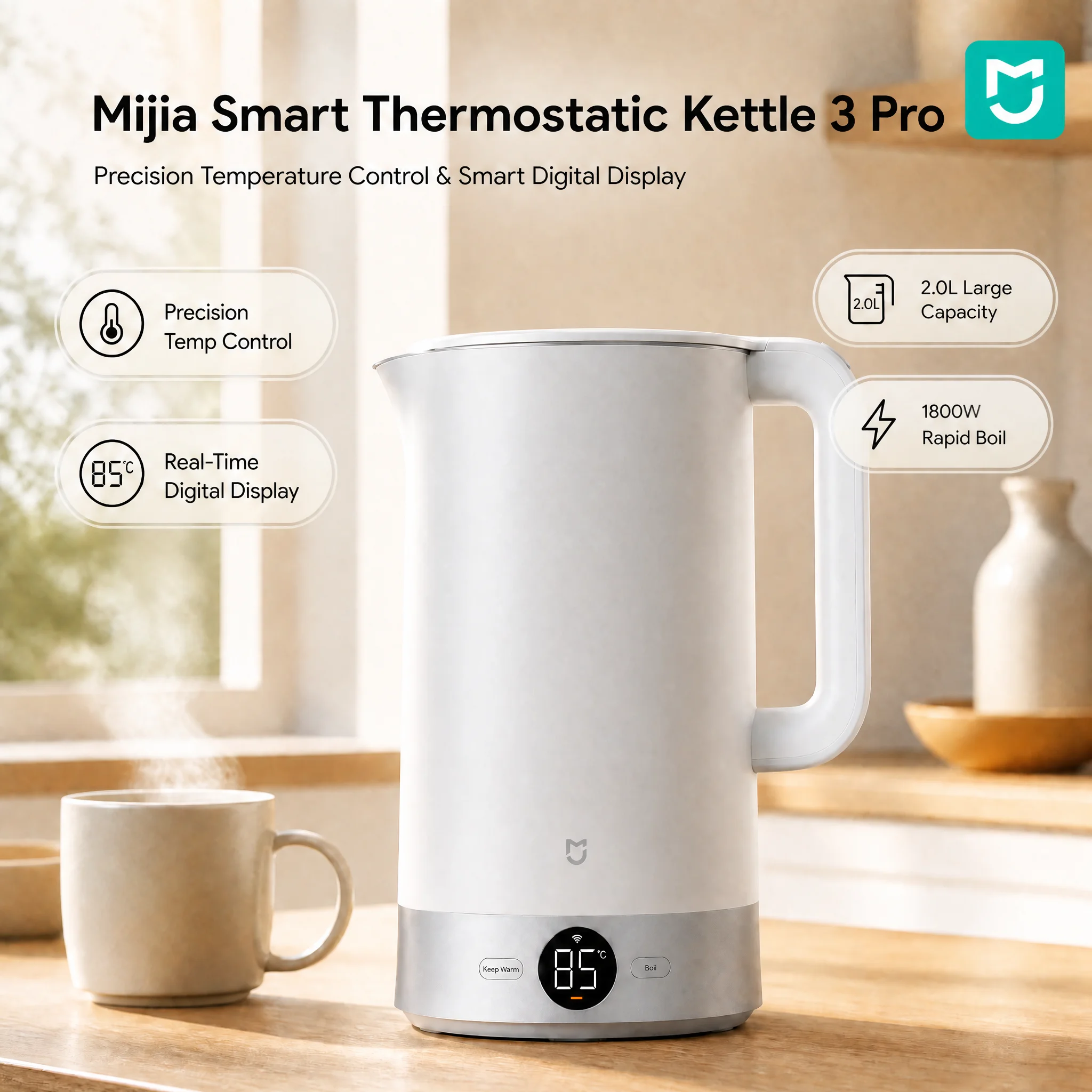 Mijia Electric Kettle 3 Pro Constant Temperature Water Boiler 316L Stainless Steel Multi Gear Warm Keeping Kettle Household