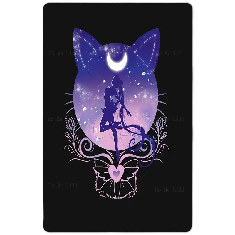 Cute Moon Luna Cat Face And Sailor Anime Kawaii Pastel Goth Cartoon Girls Flannel Floor Rugs By Ho Me Lili Microfiber Carpet