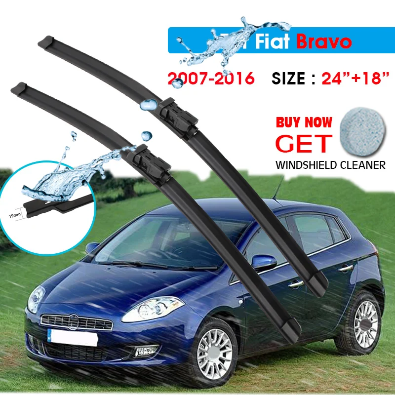

Car Wiper Blade For Fiat Bravo 24"+18" 2007-2016 Auto Windscreen Windshield Wipers Blades Window Wash Fit Push Button Arm