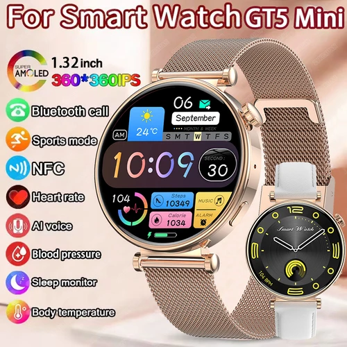 2026 nuevo reloj Original para mujer GT5 Mini reloj inteligente para mujer GPS movimiento trail NFC 466*466 HD pantalla completa táctil relojes inteligentes para mujer