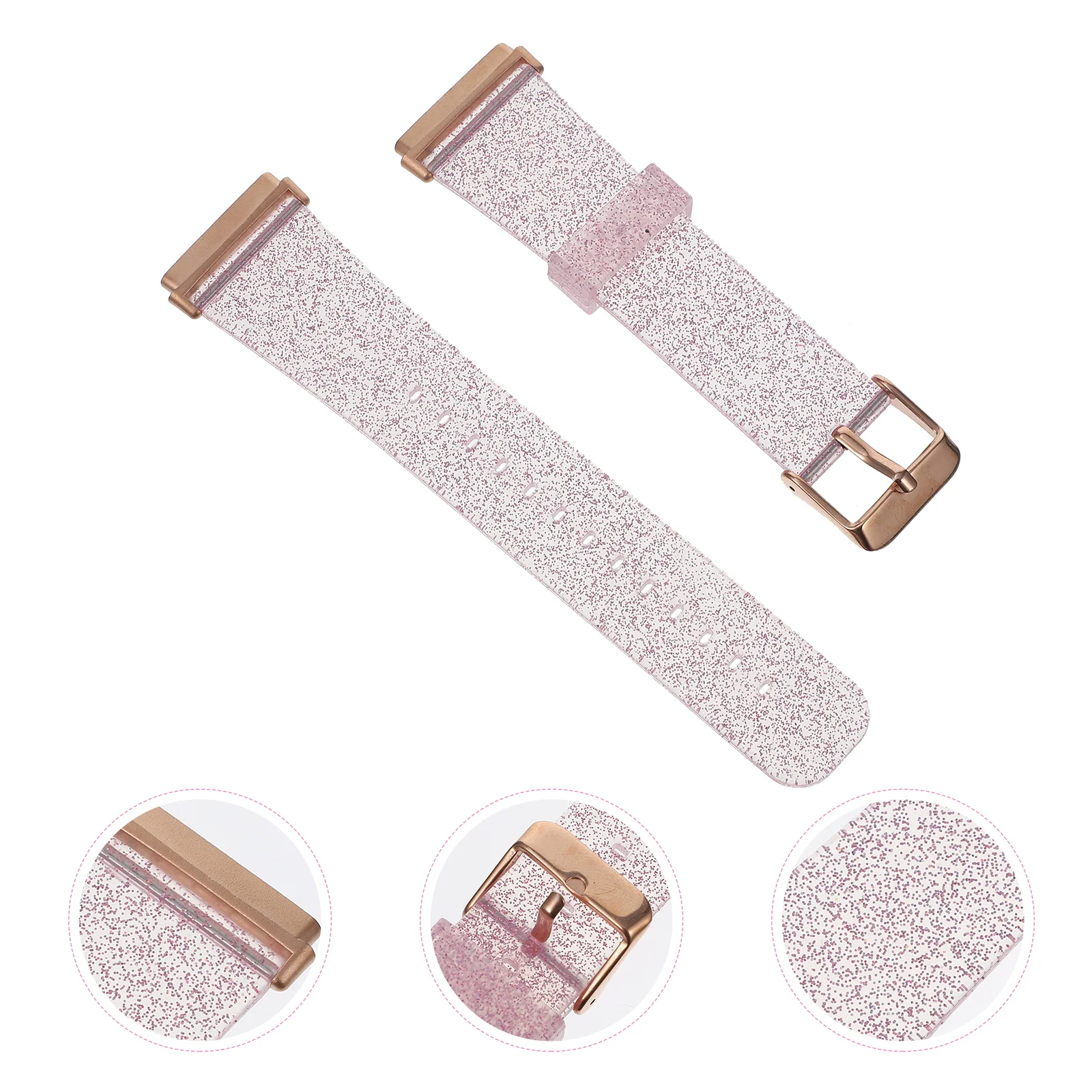 

1Pc Fashion Glitter Watch Strap Bling Flexible Silicone Replacement Band Adjustable Design Compatible With Fitbit Versa 3