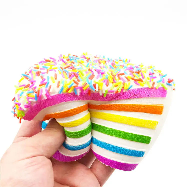 Soft Slow Rising Squishy Toy Stress Relief Squeeze Triangle Rainbow Cake Educational LearningTool Simulation Toys