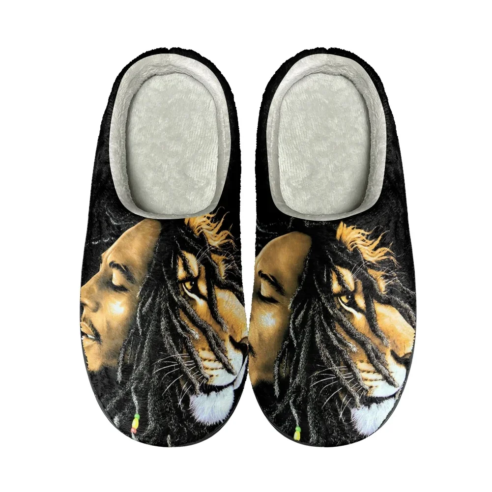 Bob Marley Reggae Rasta Singer Home Cotton Custom Slippers Mens Womens Sandals Plush Casual Keep Warm Shoes Thermal Slipper