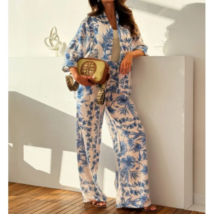 

New Arrival Casual Holiday Style Fashionable Comfortable Women's Set Two-Piece Long Pants Neck Overhead Summer 2025