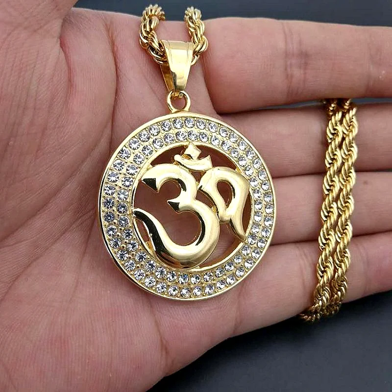 Om Yoga Pendant Necklace Hindu Spiritual Amulet Jewelry Sanskrit Symbols Om Aum Om Lotus Yoga Pendant Jewelry