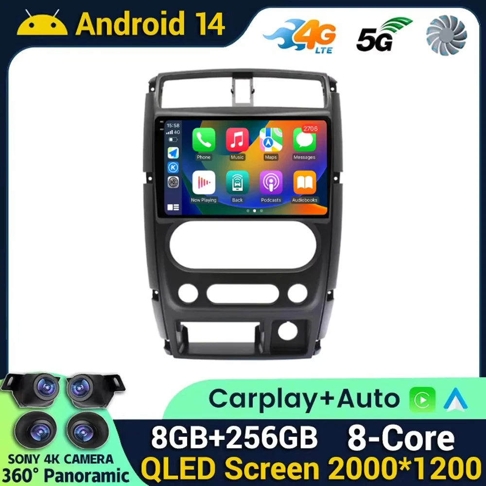 

Android 14 For Suzuki Jimny 3 2005-2019 Carplay AI Voice Car Radio Android Auto Multimedia Player WIFI 4G RDS 2din GPS autoradio