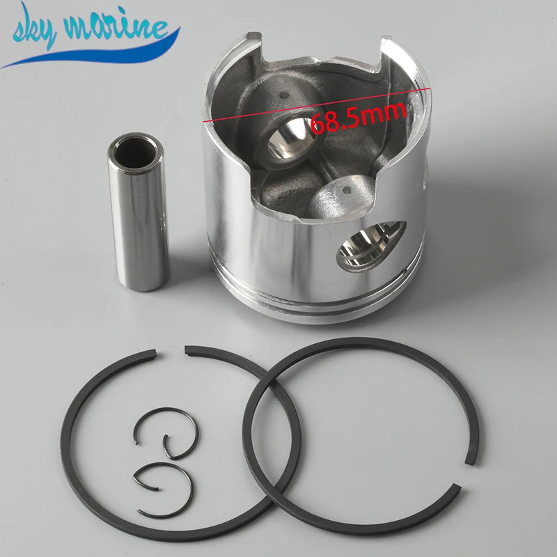 346-00004-1 Piston Set & Rings 68.5MM For Tohatsu Nissan Mercury Outboard Motor 2T 25HP 30HP 346-00004 +0.5MM Boat Engine Parts