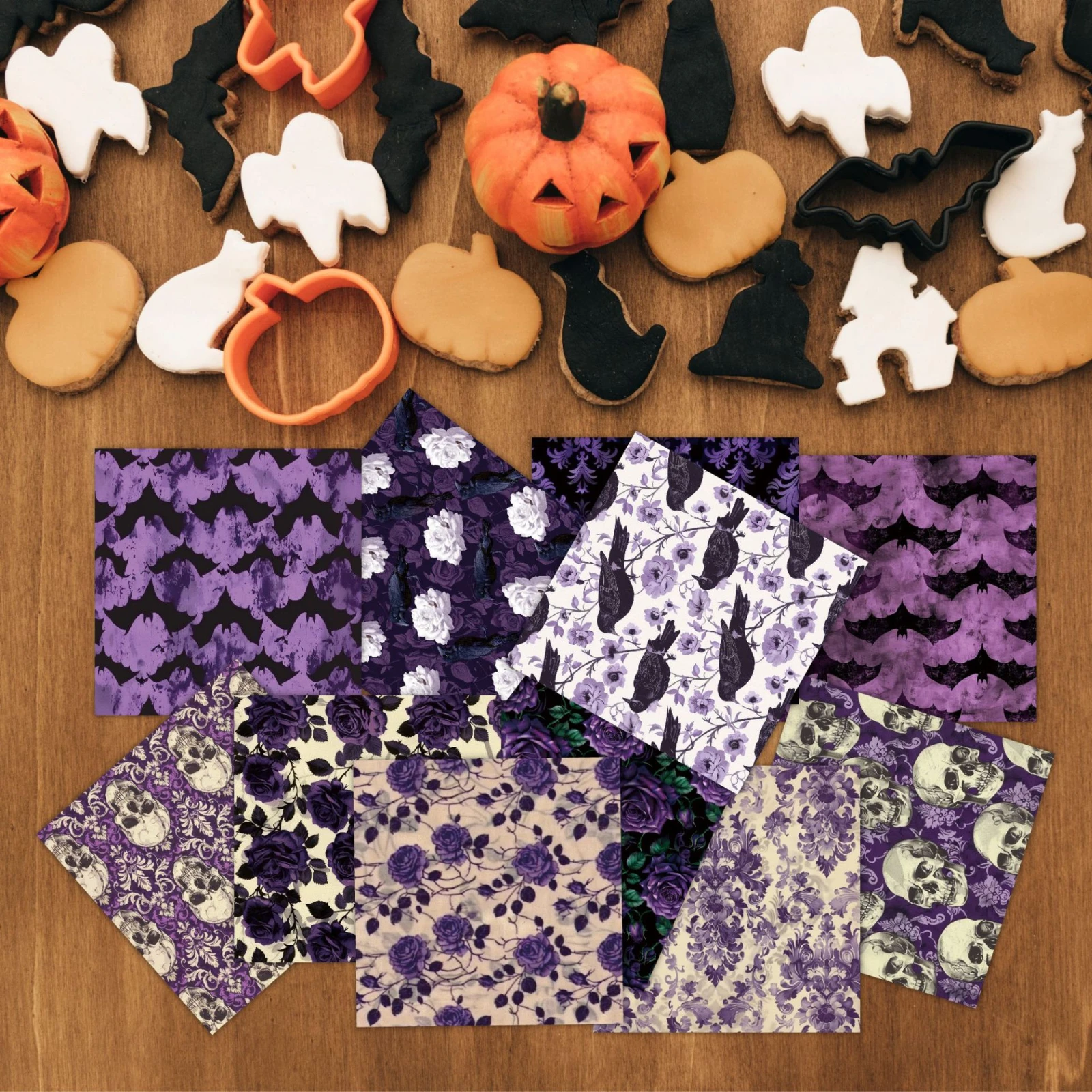 12Pcs Halloween Theme Vintage Dark Series Scrapbooking Paper Set  Journaling Material Craft DIY Stationery Supplies