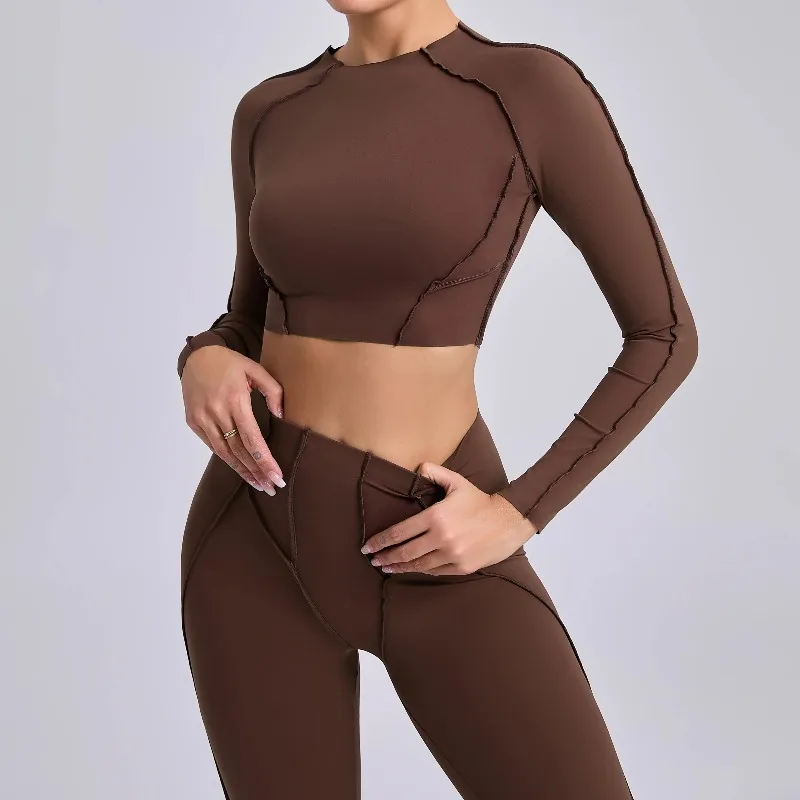 

No Padded Women Yoga Crop Tops Long Sleeves Shirts for Women Yoga Sports Fitness Gym Clothes Workout Tops