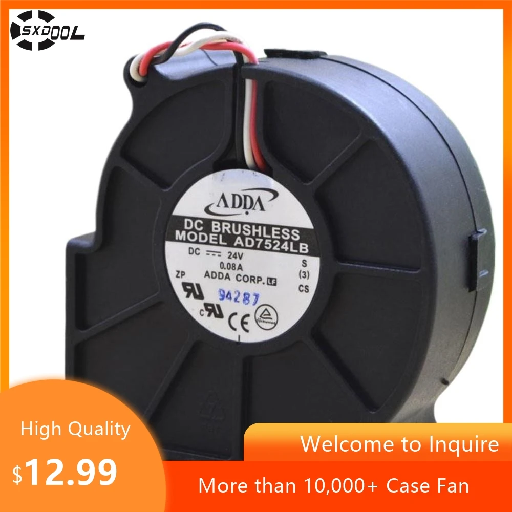 

Для ADDA AD7524LB 24 В 0,08 А центробежный турбовентилятор 7 см 7530 охлаждающий вентилятор для сервера электроники Применения HVAC
