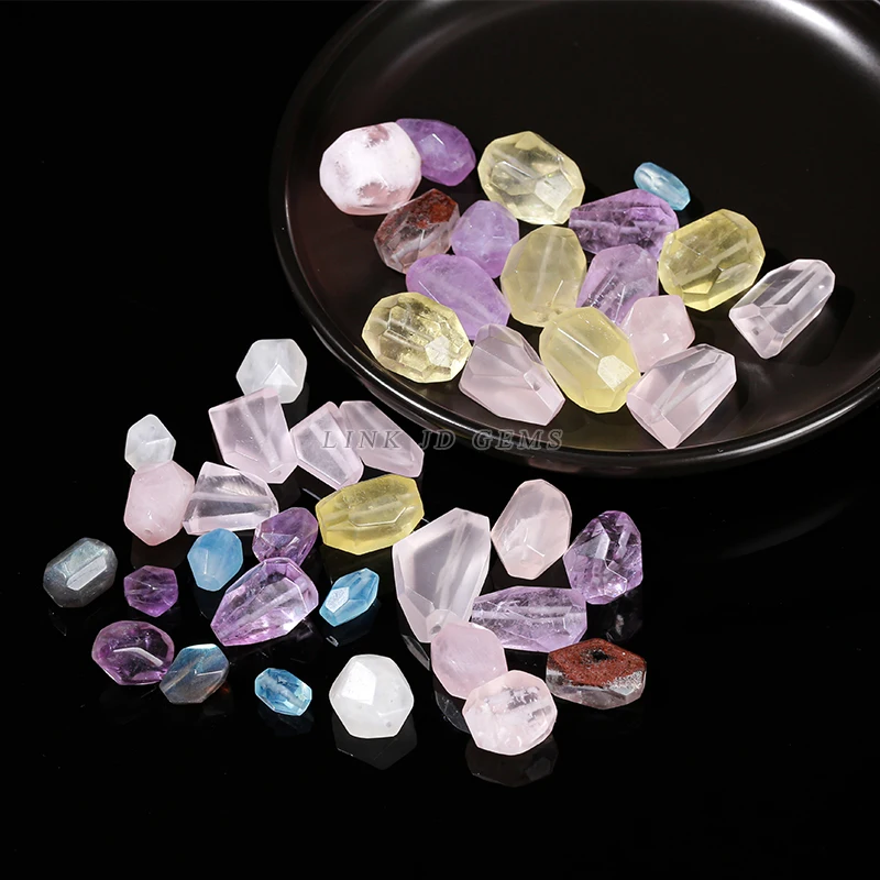 1 Pc Natural Black Super Seven Rutilated Quartz Faceted Irregular Shape Bead for Jewelry Making DIY Necklace Bracelet Accessory view 4