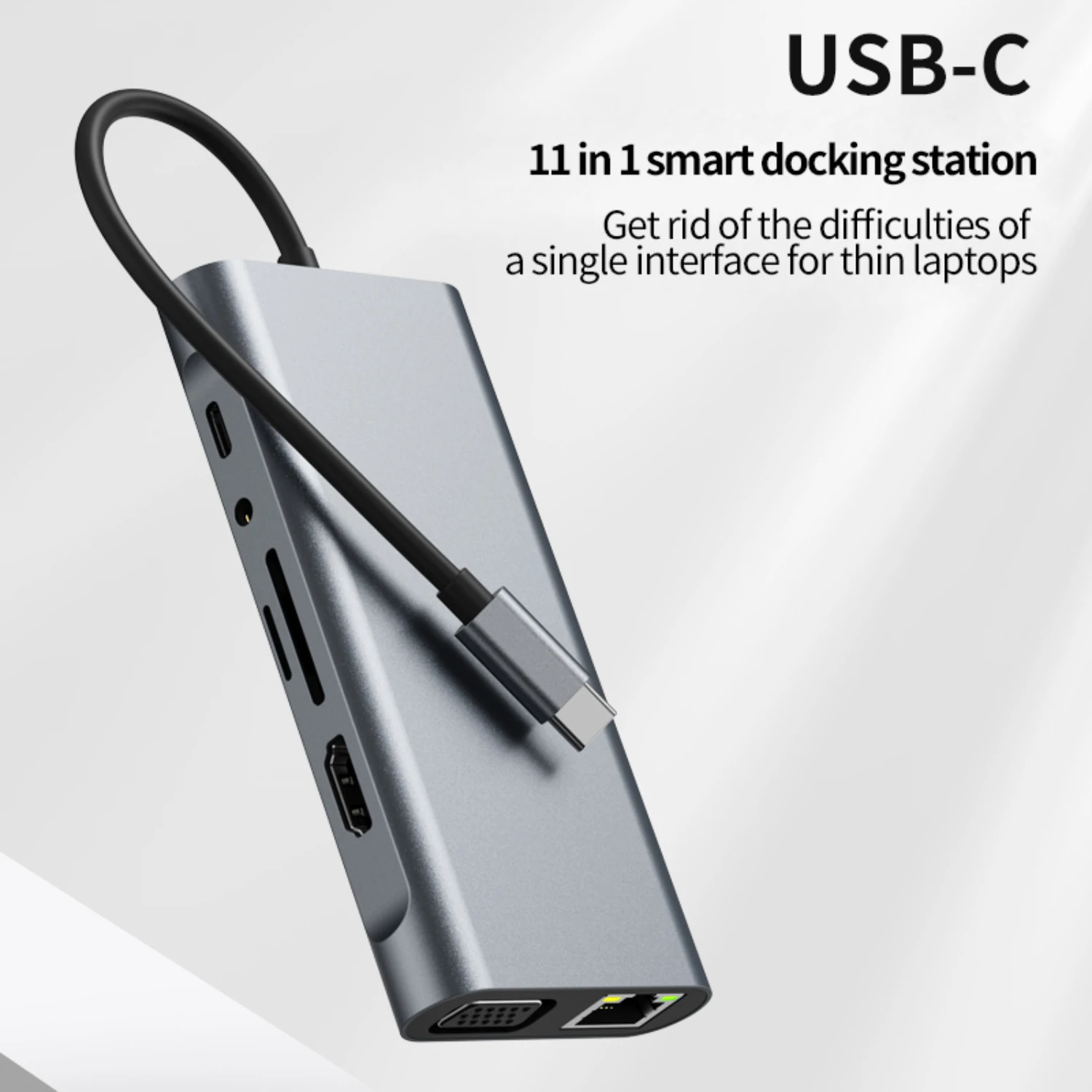 T Type-C Multi-Interface Gigabit Network Expansion Dock USB C Hub, USB-C Laptop Docking Station, Type C Docking Station Adapter