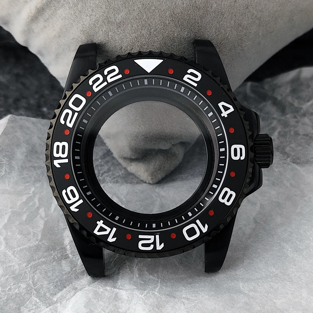 NH34/GMT case men's watch stainless steel black case 40.8mm custom logo case suitable for NH34 movement watch accessories