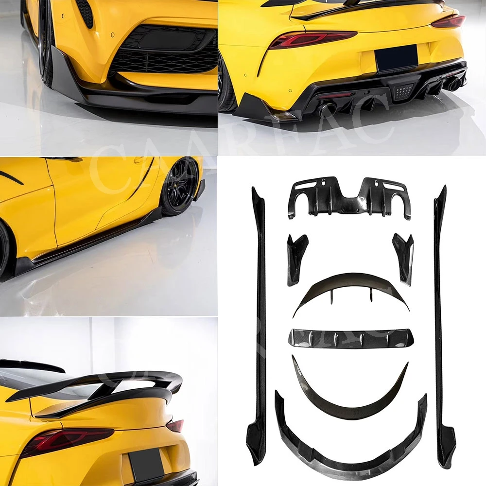 

Carbon fiber Front Bumper Lip Spoiler wing Rear Diffuser Side skirt Flaps apron Body Kit Case For Toyota Supra A Style 2019 2020